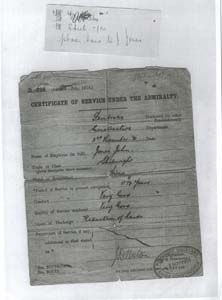 Copy of certificate of services under the Admiralty